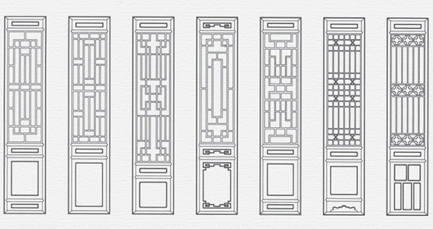 元宝常用中式仿古花窗图案隔断设计图