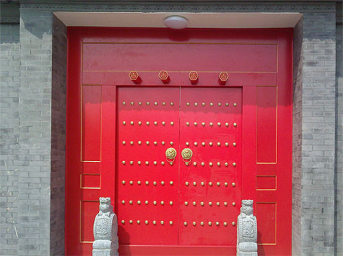 元宝中国传统四合院系列朱红色中式木制大门木作